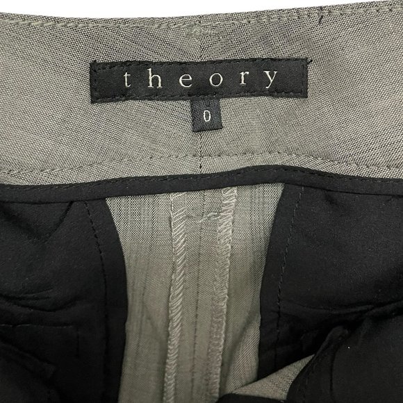 Theory 100% Wool Tamzen Plaid Straight Leg Dress Pant Trousers Cobble Grey 0 NWT - Picture 10 of 11